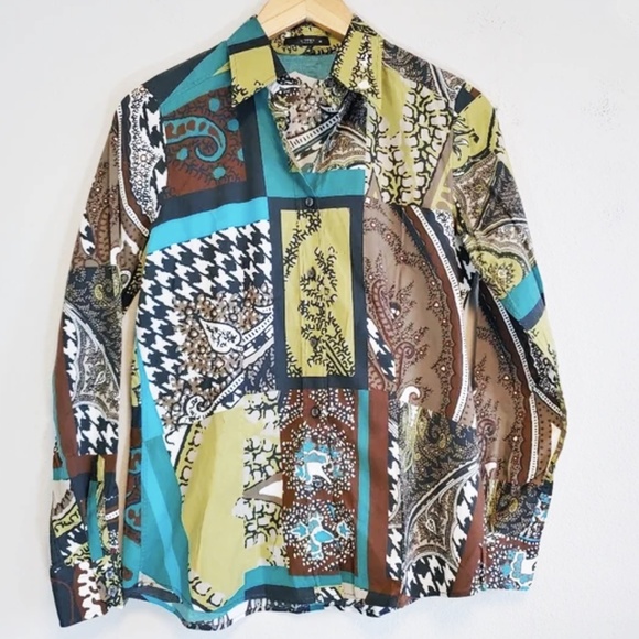 Etro | Made in Italy Patchwork Print Button Front Blouse, Sz 6 ♥ Like new! - Picture 1 of 11